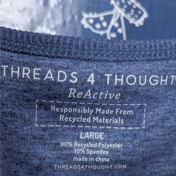 NWT Threads 4 Thought Kensi Rib Sports Bra Heather Chambray Women's Size Large - Picture 12 of 12